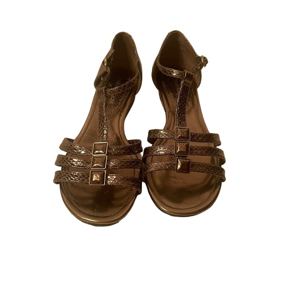 Enzo Angiolini Silver Gray Low Wedge Heel Ganyleri Ankle T-Strap Shoes Size 6.5M - Picture 6 of 6